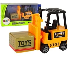 Lean Toys Žaislinis šakinis krautuvas su frikcinė pavara LeanToys, geltonas