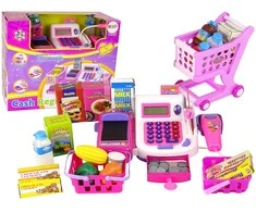 Lean Toys Vaikiška kasos aparatas su skaičiuotuvu ir priedais