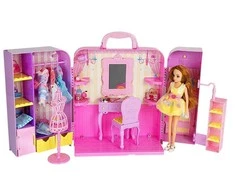 Lean Toys Lėlė su persirengimo kambariu ir priedais