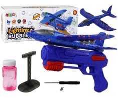 Lėktuvas pistoletas su muilo burbulais Lean toys, mėlynas