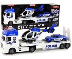 Lean Cars Policijos rinkinys su vilkiku, automobiliu ir sraigtasparniu