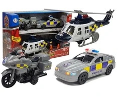 Lean Toys Policijos transporto priemonių rinkinys su šviesomis ir garsais