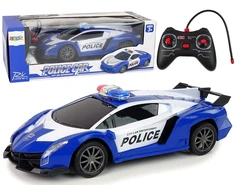 Lean Toys Nuotoliniu būdu valdomas policijos lenktynių automobilis su LED šviesomis