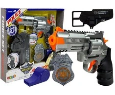 Lean Toys Vaikiškas policijos rinkinys su revolveriu ir priedais