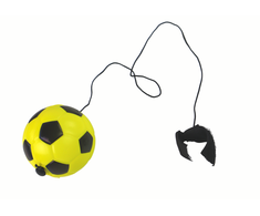Lean Toys Geltonas PU futbolo kamuolys su tampria juosta, 6 cm