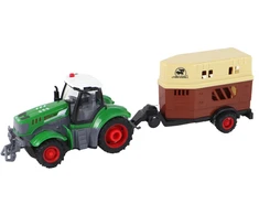Lean Cars Nuotoliniu būdu valdomas traktorius su priekaba Lean Toys, žalias/pilkas, 41x11x12 cm