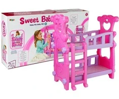 Dviaukštė lova lėlėms Lean Toys, rožinė