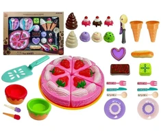 Lean Toys Žaislų rinkinys saldumynų vakarėliui su tortu ir ledais