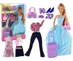 Lean Toys Lėle su žydra suknele ir priedais