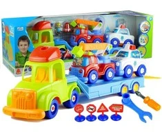 Lean Toys Vilkikas su automobiliukais ir aksesuarais