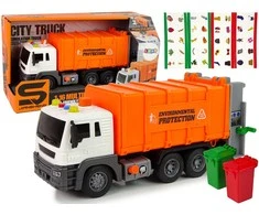 Lean Toys Oranžinis šiukšliavežis su garsais