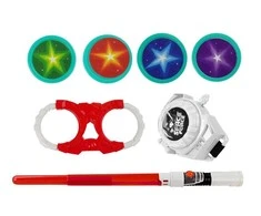 Lean Toys Kosminio Kario Rinkinys su Lazeriniu Pistoletu ir Šviesos Kardu