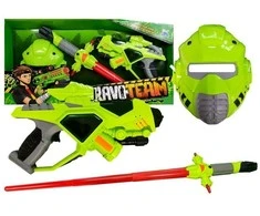 Lean Toys Kosminis ginklų rinkinys su šviesos kardu ir kauke