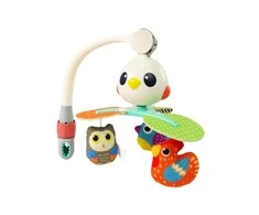 Lean Toys Karuselė kūdikiams su muzikine dėžute ir pliušiniais paukšteliais, 40x23 cm