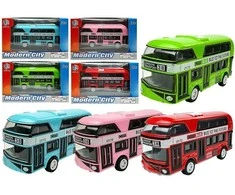 Lean Toys Dviaukštis autobusas su traukimo mechanizmu