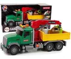 Lean Toys Sukžnkvežimis su kranu ir šiukšlinėm