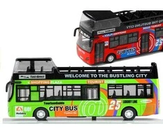 Žaislinis turistinis dviaukštis autobusas Lean Toys, 3 spalvos