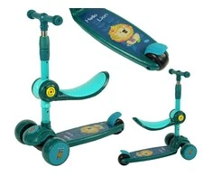 Lean Sport Lean Toys Triratis balansinis paspirtukas Saddle Žalias Music Diodes Lion