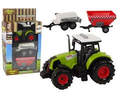 Duży Lean Toys Ūkininko traktorių rinkinys su 2 priekabomis