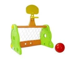 Lean Toys Vaikų Futbolo Ir Krepšinio Vartai 2in1 Žalia-Oranžinė