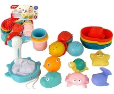 Vonios ir sodo žaislų rinkinys su tinkleliu Lean Toys, 17 vnt.