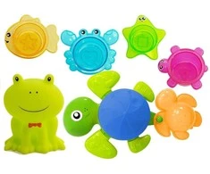 Lean Toys Vonios žaislų rinkinys su vėžliu ir jūros gyvūnais