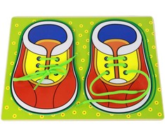Lean Toys Medinis lavinamasis žaislas raištelių rišimui