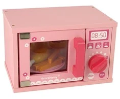 Lean Toys Žaislinė mikrobangų krosnelė su priedais, rožinė