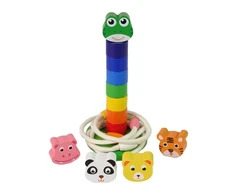 Dėlionė Lean Toys Medinė piramidė su gyvunėliais