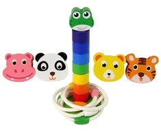 Dėlionė Lean Toys Medinė piramidė su gyvunėliais