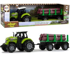 Lean Toys Žaislinis traktorius su priekaba, su garso efektais