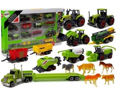 Lean Toys Žemės ūkio transporto priemonių su gyvūnų figūromis rinkinys LeanToys