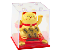 Lean Kiniška Lucky Cat Vitrinoje Saulės figūrėlės ornamentas smėlio spalvos