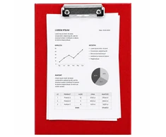 Lean Clipboard with Metal Clip for Writing A4 Raudona