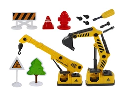 Žaislinis betono maišyklės sunkvežimis su priedais Lean Toys, geltonas, 11 d.