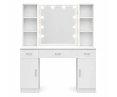 Lean Cosmetic Dressing Table with LED Mirror, Drawer Cabinets, Baltas, 141x114x39 cm