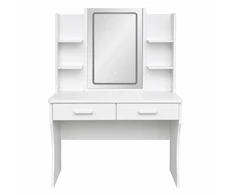Lean Kosmetinis staliukas su LED veidrodžiu ir 2 stalčiais, baltas, 140 × 80 × 40 cm