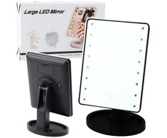 Lean Kosmetinis veidrodis su LED apšvietimu ir reguliuojamu stovu, juodas