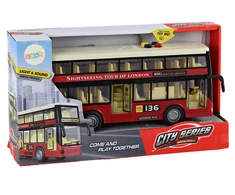 Žaislinis dviaukštis miesto autobusas Lean Toys, raudonas, 26x11x6 cm