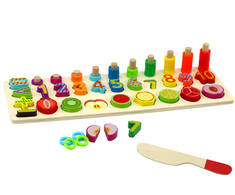Lean Toys Medinė edukacinė lentelė su vaisiais ir matematika