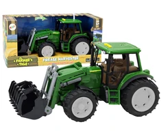 Lean Toys Žalias žemės ūkio traktorius su reguliuojamu kaušu ir garsais
