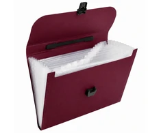 Lean Folder Folder Document Organizer Holder 13 Compartments Burgundy A4