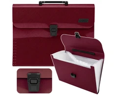 Lean Folder Folder Document Organizer Holder 13 Compartments Burgundy A4
