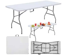 Lean Sulankstomas stalas su rankena 180x74 cm, baltas