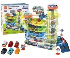 Lean Toys Interaktyvi daugiaaukštė automobilių stovėjimo aikštelė su šviesomis ir garsais