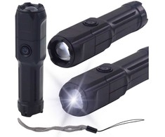 Lean Žibintuvėlis LED su reguliuojamu priartinimu ir USB įkrovimu, 3 šviesos režimai, juodas