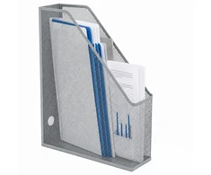 Lean Metal Office Organizer Stand for Documents and Folders, Vertical, Sidabrinis, A4