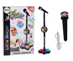 Mikrofonas su stovu vaikams Lean Toys, juodas