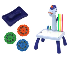 Lean Toys Mini projektorius su Tetris piešimo stalu 2in1 Mėlynas Vienaragis