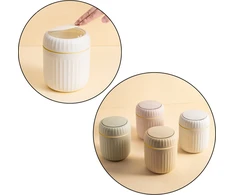 Lean Mini šiukšliadėžė su atidaromu dangčiu, 16.5x13x13 cm, plastikas, smėlio spalva